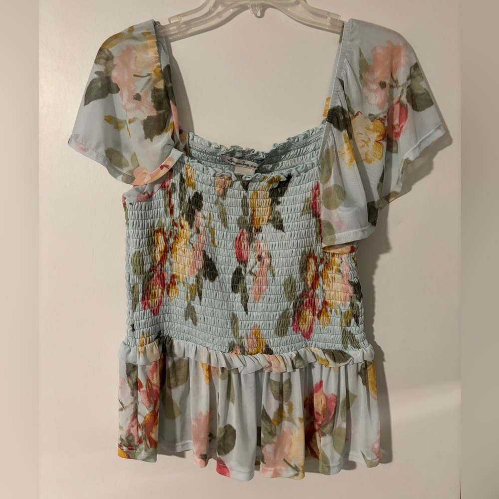 American Rag Blue Smocked Top